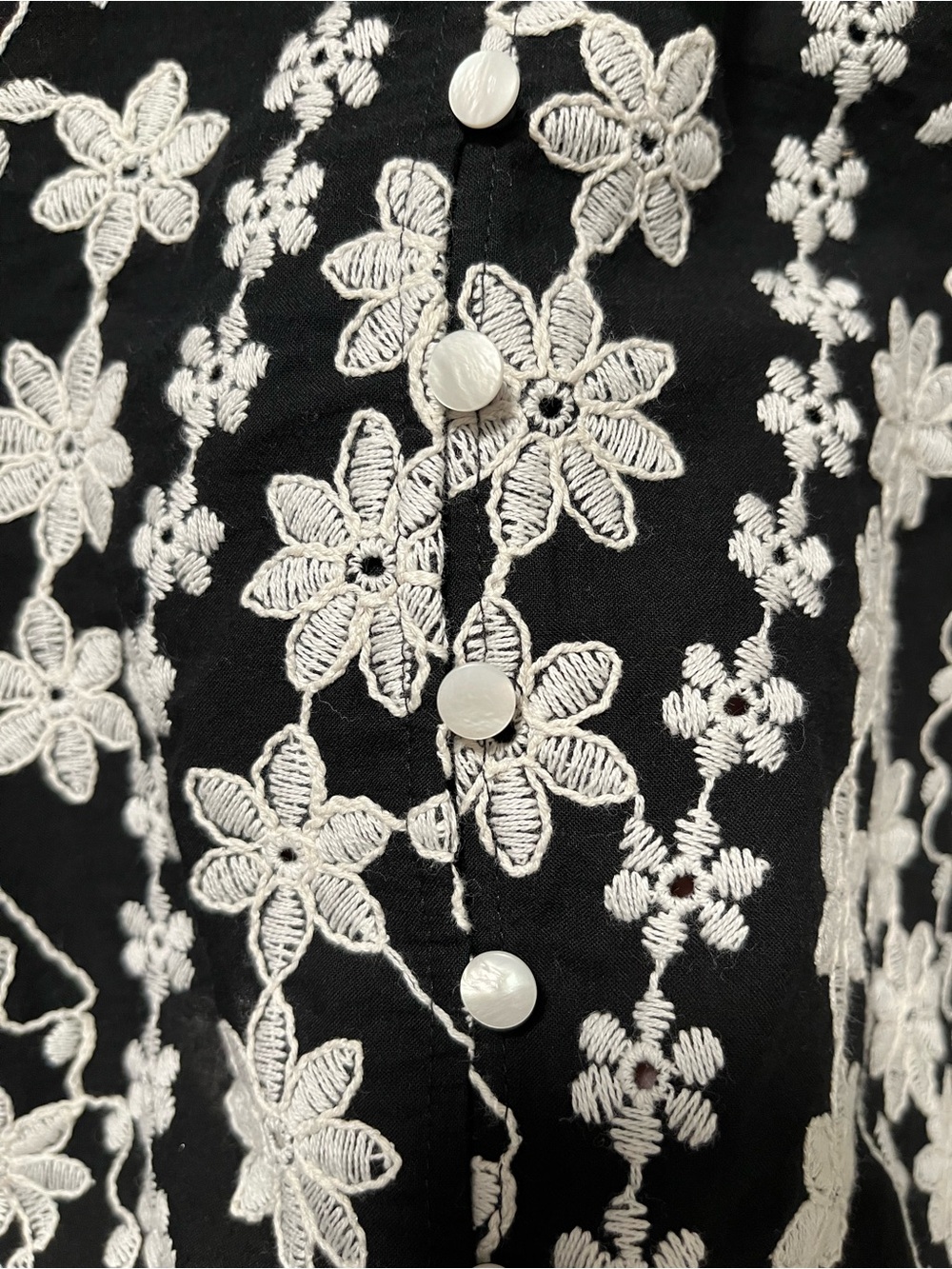 Sezane Black Blouse with White Floral Embroidery - Picture 9 of 9